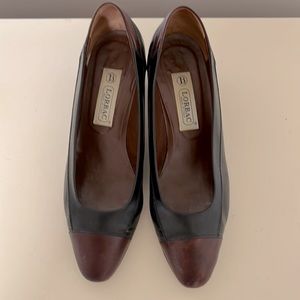 Vintage Lorbac Black/brown Block Heeled Pump, EU 38.5 US 8